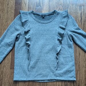 J Crew Mercantile Gray Ruffled Long Sleeve Sweatshirt